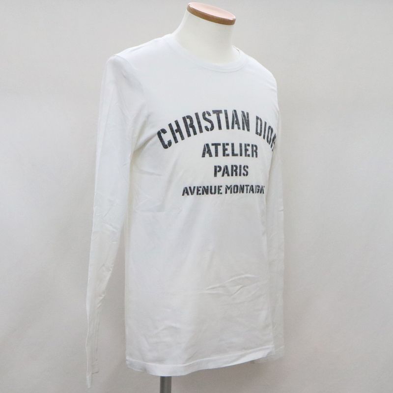 Dior Atelier Logo Long Sleeve T-shirt 043j611a0589 M Size White Cotton