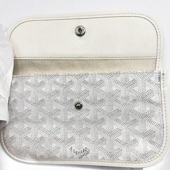 Goyard Goyardine Saint Louis PM White Shoulder Tote Bag & Pouch Wallet - The Reluxe