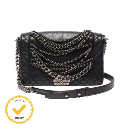 Chanel Chain Shoulder Bag Boy Chanel 28 Chain Detail Gunmetallic Matelasse