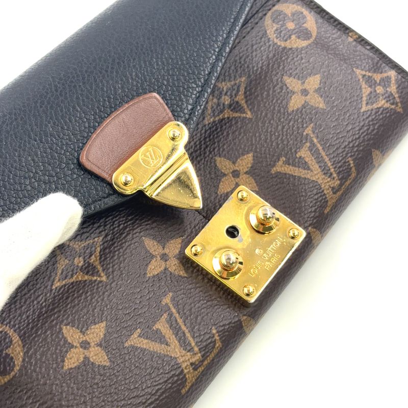 Louis Vuitton Portefeuille Pallas Leather And Canvas Brown Wallet Gold M64092