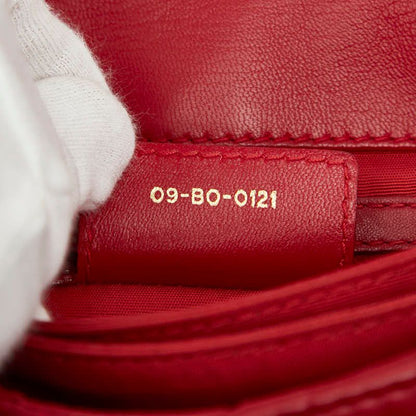 Dior Cannage Chain Shoulder Bag Handbag Red Leather Women's Dior