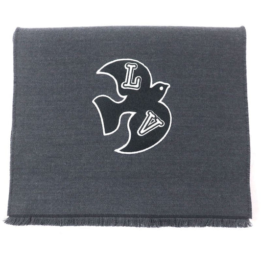  Louis Vuitton M77944 Echarpe LV Harmony Scarf 100% Wool With Logo Patch Gray