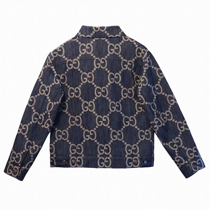 Gucci Jumbo GG Denim Jacket Outerwear Women's Blue Ivory Metal Button #36 Made