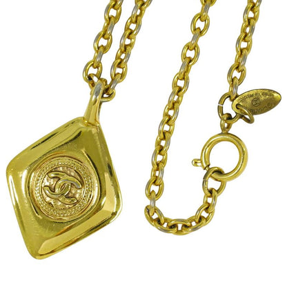 Authentic Chanel Coco Mark Necklace Pendant GP Gold Plated Accessories Jewelry