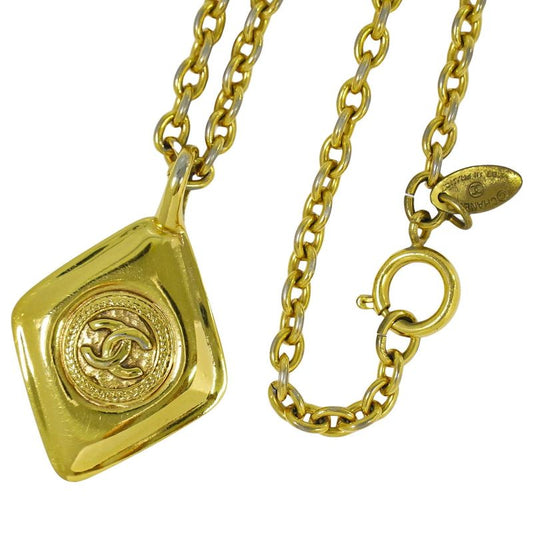 Authentic Chanel Coco Mark Necklace Pendant GP Gold Plated Accessories Jewelry