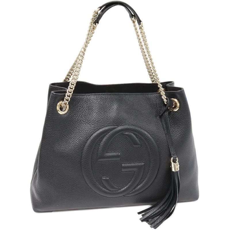 Gucci Chain Shoulder Bag Handbag Soho Chain Tote Bag Calf Black Outlet Item