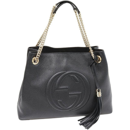Gucci Chain Shoulder Bag Handbag Soho Chain Tote Bag Calf Black Outlet Item