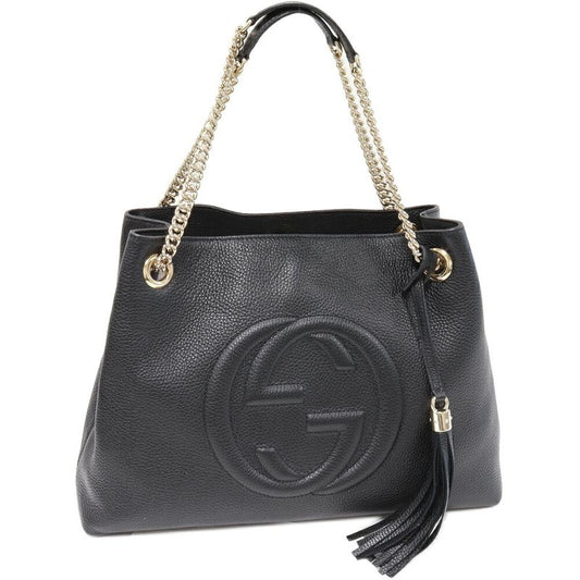 Gucci Chain Shoulder Bag Handbag Soho Chain Tote Bag Calf Black Outlet Item