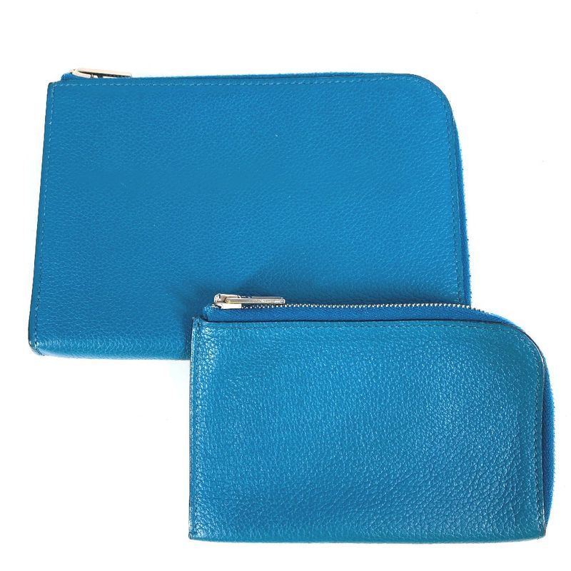 Hermes Coin Case Remix Duo Leather Blue