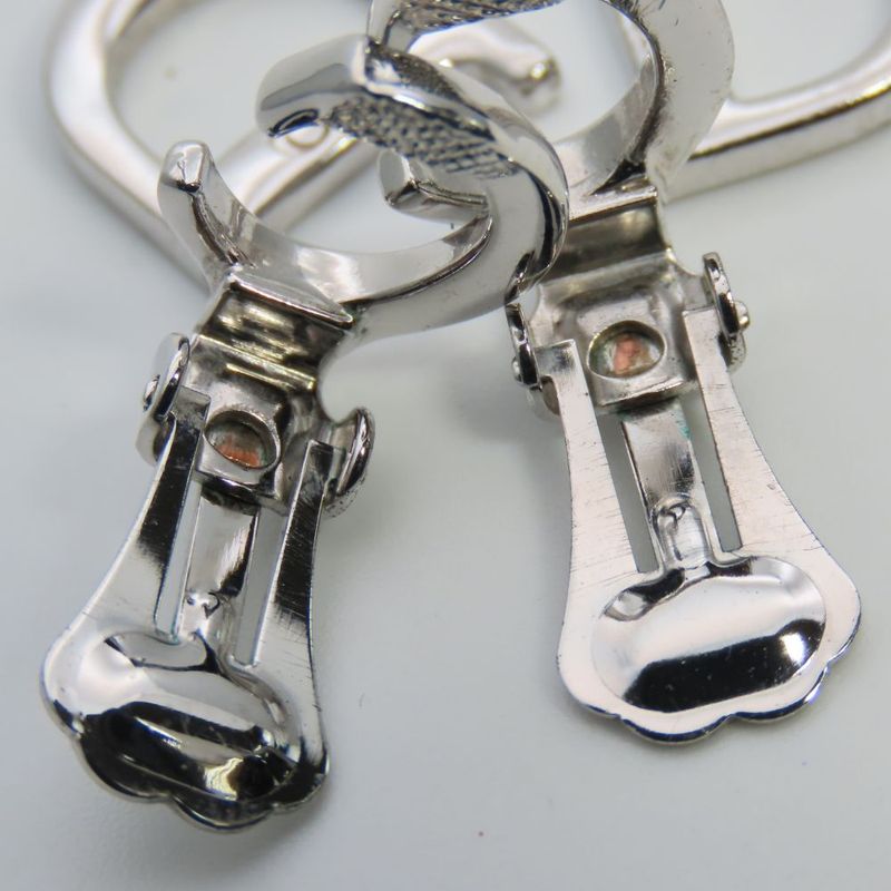 Christian Dior Earring Swing Metal Silver CD Logo Accessory Plated Ladies Women