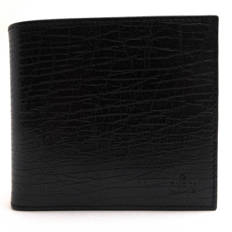 Gucci Wallet Men Leather Genuine Black 04848 Bifold with Coin Purse