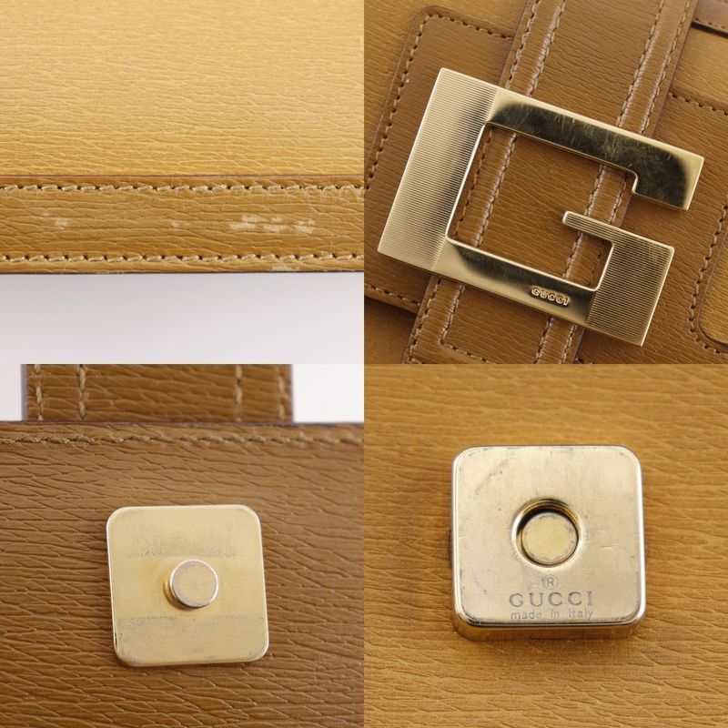 Gucci G Buckle 001.4140 Calf Brown Women Shoulder Bag