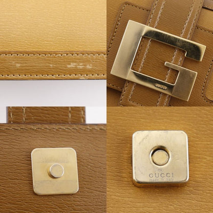 Gucci G Buckle 001.4140 Calf Brown Women Shoulder Bag