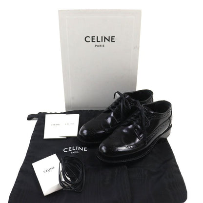 Celine Wingtip Medallion Derby Shoes Leather Shoes Black 35.5 Storage With Bag