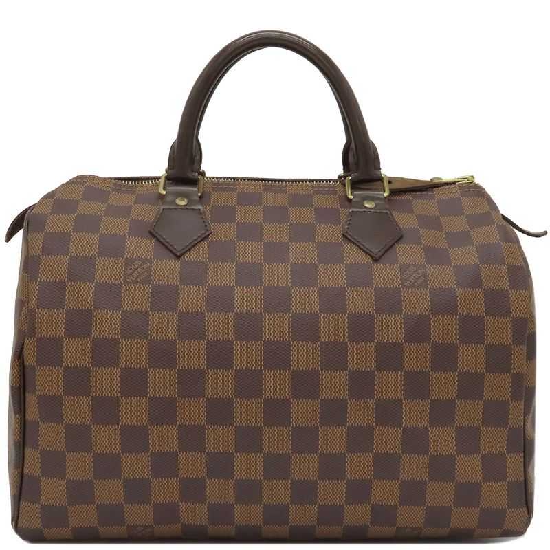 Louis Vuitton Handbag Speedy 30 Damier Canvas Damier Ebene Gold Hardware Brown