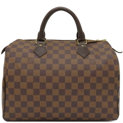 Louis Vuitton Handbag Speedy 30 Damier Canvas Damier Ebene Gold Hardware Brown