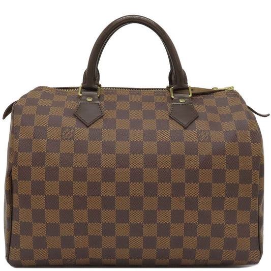 Louis Vuitton Handbag Speedy 30 Damier Canvas Damier Ebene Gold Hardware Brown