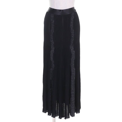 CHANEL P72907k10467 One Point Coco Mark Long Pleated Skirt Black 38 Made In