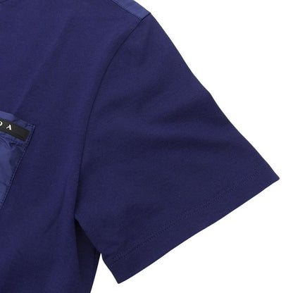 Prada Rubber Logo Pocket Cotton T-shirt Top Men's Blue XS 19 Sjn250 XS