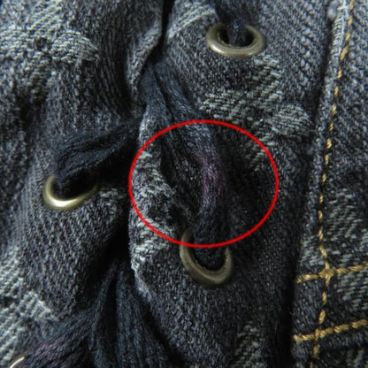 Louis Vuitton 100% Cotton Monogram Denim Pants With Logo Button Indigo Black 38