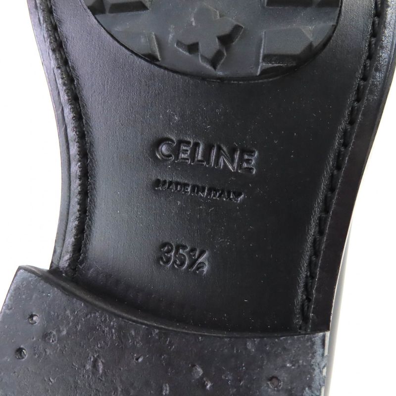 Celine Wingtip Medallion Derby Shoes Leather Shoes Black 35.5 Storage With Bag