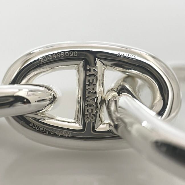 Hermes Bracelet Chaine D'ancre MM 15 Frames Silver Excellent Condition Ag