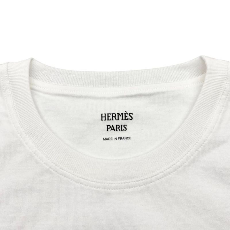 Hermes Short Sleeve T-Shirt H Logo Embroidered Pocket 3e4620dl Size 36 Cotton