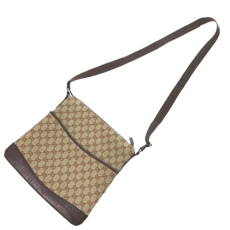 Gucci 145857 GG Canvas Brown Shoulder Bag Brown 0470 Gucci