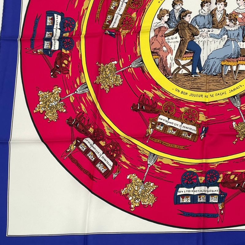 Hermes Scarf Carre 90 JEU DES Omnibus ET Dames Blanches Omnibus And The Lady's