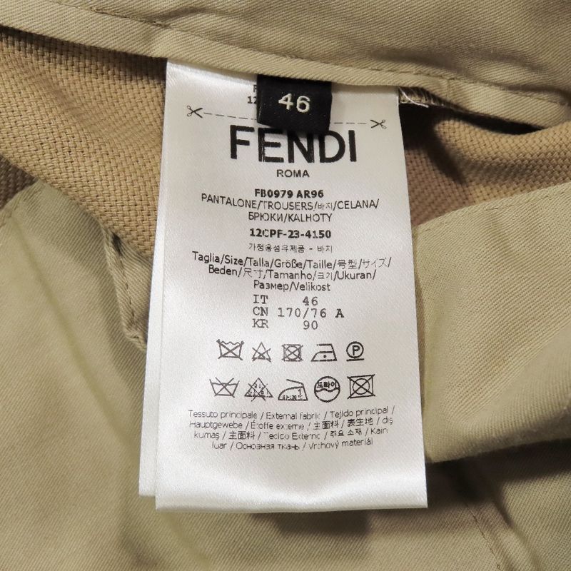 Unused 2023 Fendi Textile Paper Tuck Slacks Wide Straight Pants Bottoms 46