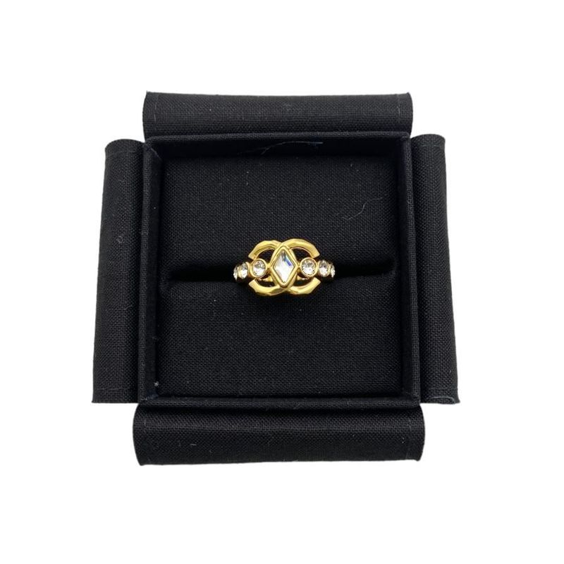 Chanel Ring Ab9933 B09972 CC Mark Ring Metal Strass Gold Crystal #10 Unused