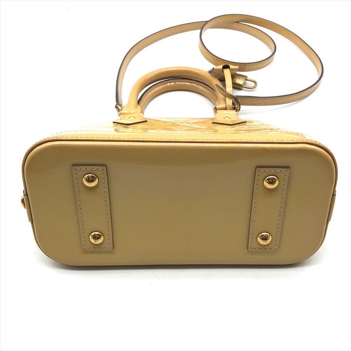 Louis Vuitton Vernis Alma BB Enamel 2-Way Shoulder Hand Bag Beige