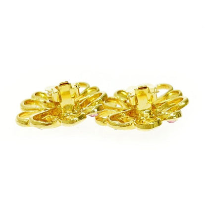 Yves Saint Laurent GP Rhinestone Flower Earrings Gold 465425
