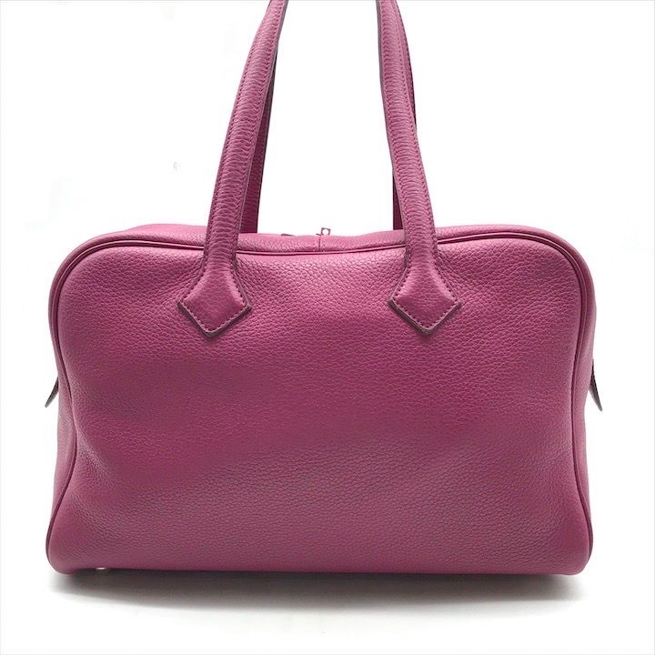 Hermes Victoria 35 Taurillon Clemence Leather Hand Boston Bag Purple Ladie