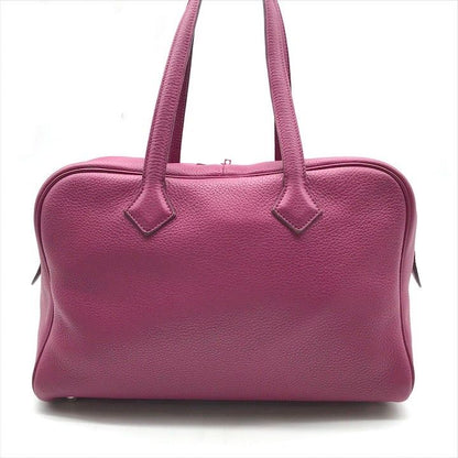 Hermes Victoria 35 Taurillon Clemence Leather Hand Boston Bag Purple Ladie