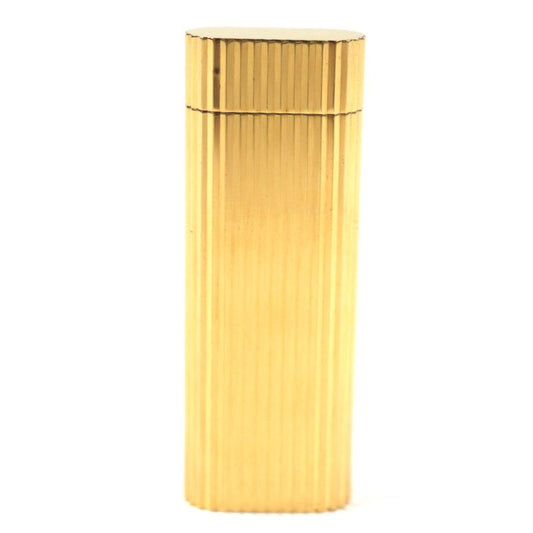  Cartier New Shape Oval Stripe Roller Gas Lighter Gold Men's