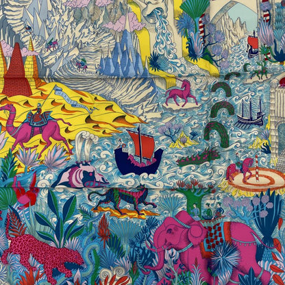 Hermes Carre 90 Silk Cosmo Graphia Universalis Space Magazine Scarf Multicolor