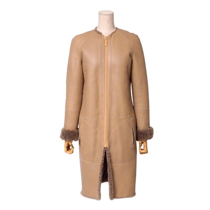 Celine Coat Size 36 《phoebe Period》 Mouton Coat Long Coat Reversible Collarless