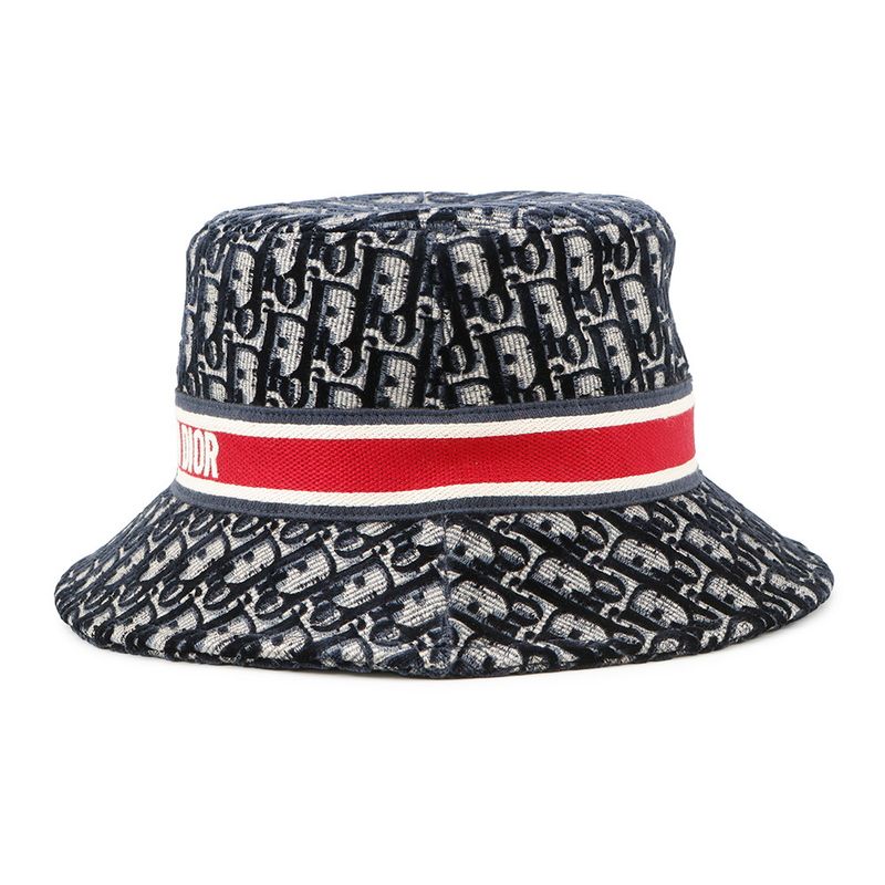 Dior Hat Oblique Trotter Velour 58 Hat Navy Red
