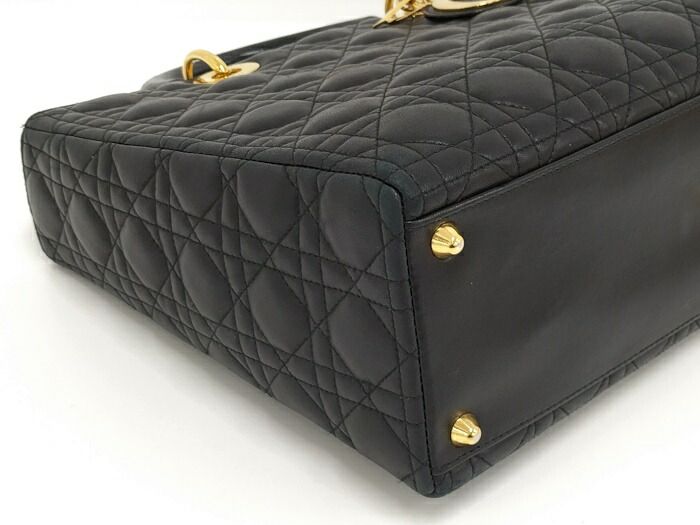 Christian Dior Lady Dior Large Handbag Cannage Leather Black