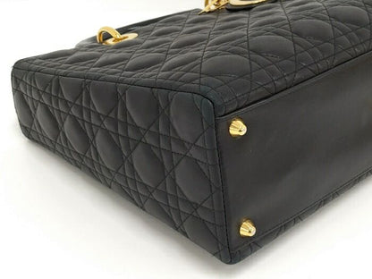 Christian Dior Lady Dior Large Handbag Cannage Leather Black
