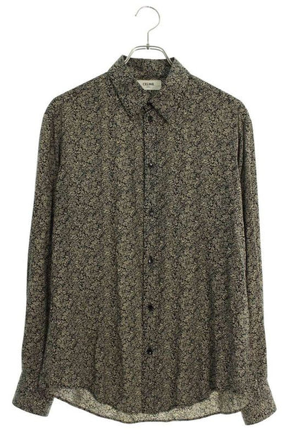 Celine 2c028570k Viscose Flower Print Long Sleeve Shirt Men's 39