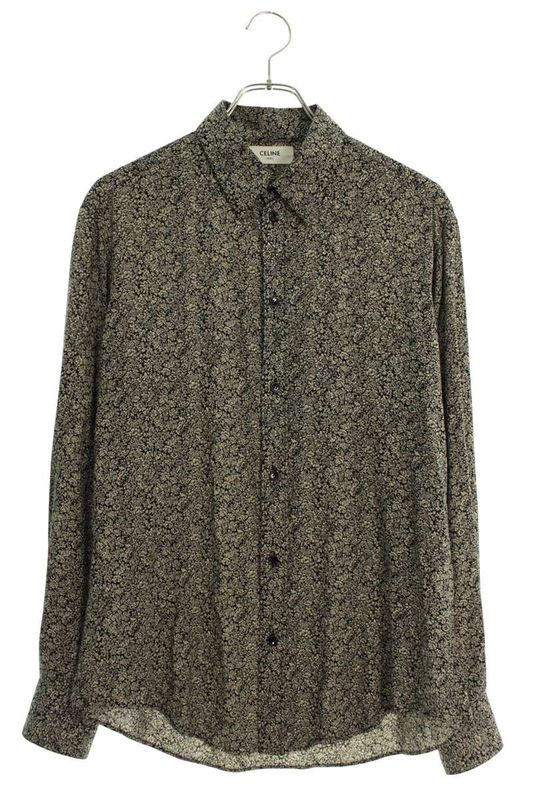 Celine 2c028570k Viscose Flower Print Long Sleeve Shirt Men's 39