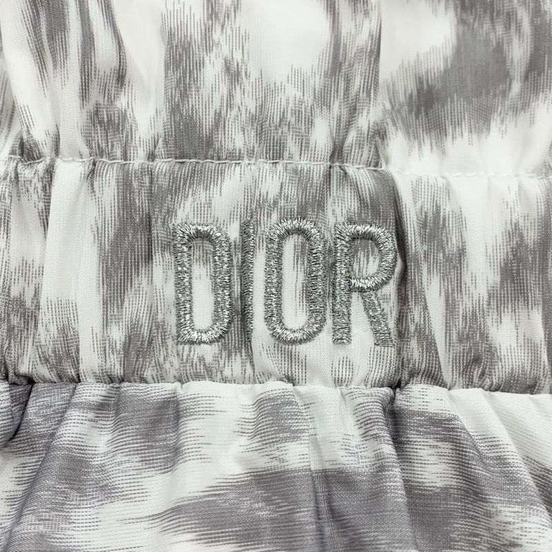 Christian DIOR Dress White Gray Kids Short Sleeve Logo Dress