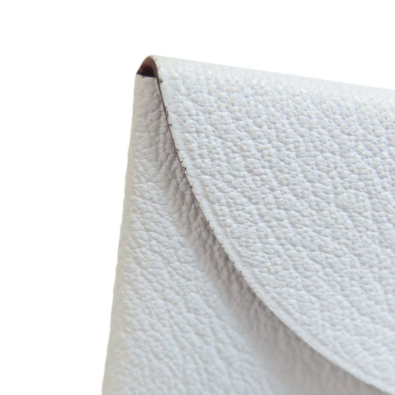 Hermes Calvi Blue Brume Silver Hardware Card Case Chevre Women