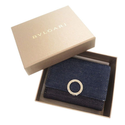 Bulgari Clip Denim Blue Trifold Wallet 1905 Bvlgari