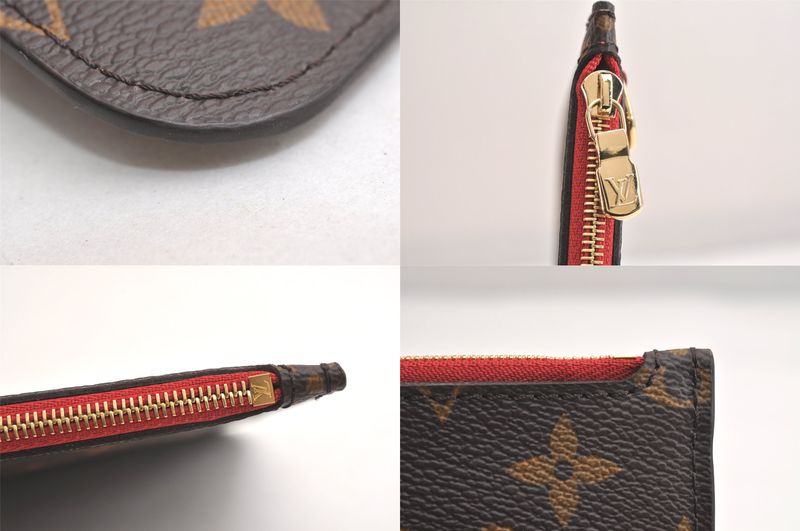 Louis Vuitton Monogram Neverfull GM Pouch Wallet Clutch Bag Red 3393n