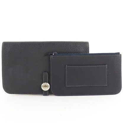 Hermes Dogon GM Togo Navy Blue □C Unisex Long Wallet