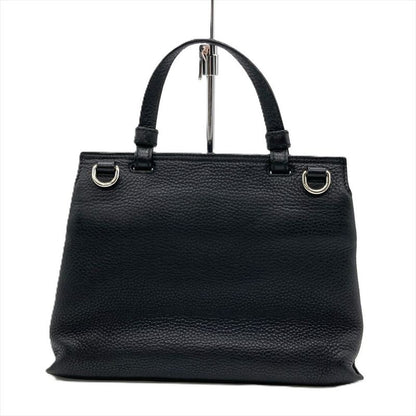 Gucci Daily Bamboo Handbag Leather 370831 Black Silver Hardware Women