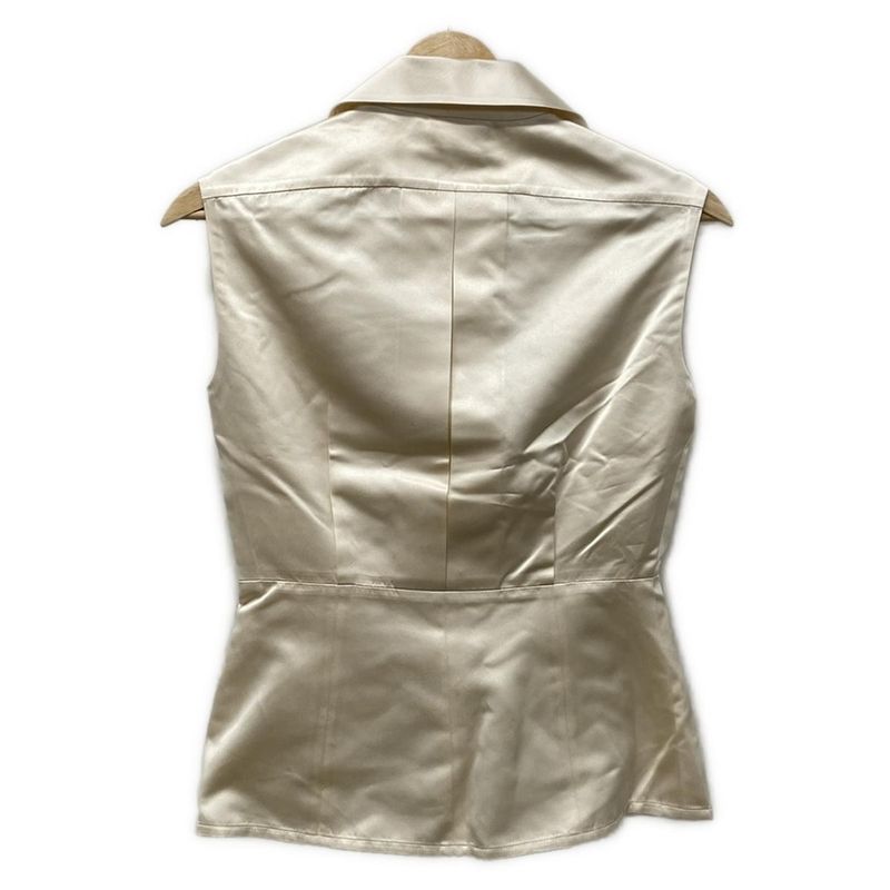 Chanel Sleeveless Shirt Blouse Size 34 S Women - 26781 Ivory Silk/camelia